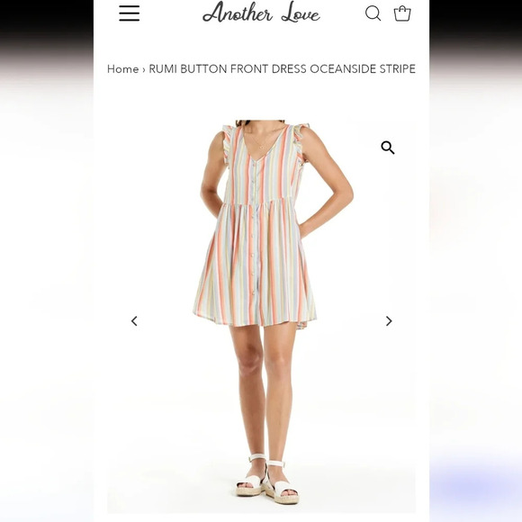 Anthropology Another Love Rumi button front dress oceanside stripe Small - Picture 2 of 9